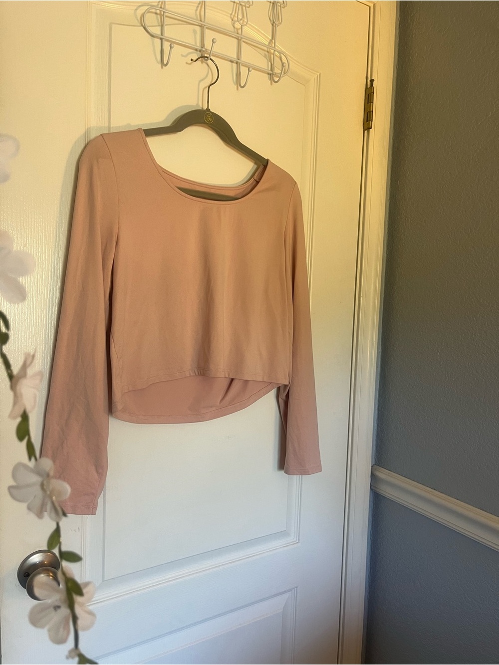 American Eagle Outfitters Long Sleeve Scoop Neck Top - Pink